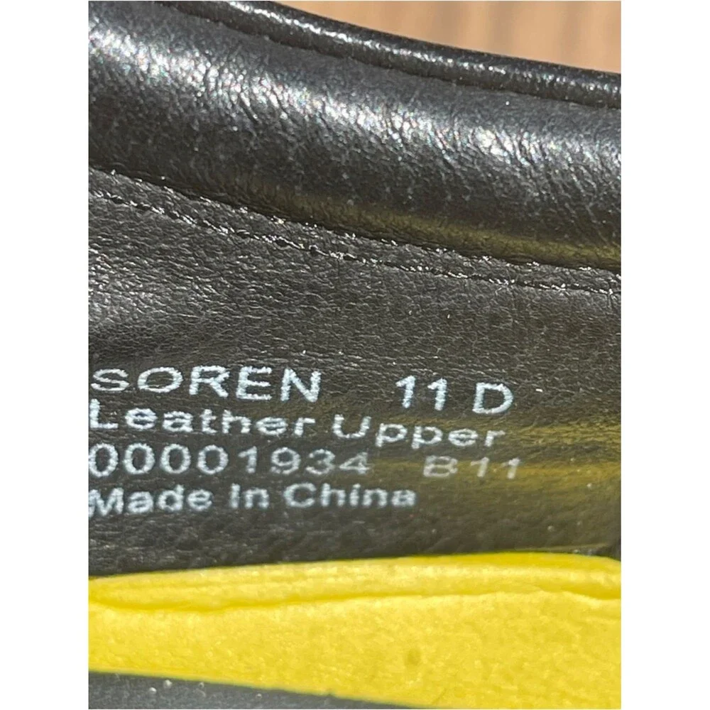 Polo by Ralph Lauren SOREN Black Leather Boat Shoes with Yellow Insoles. 11D
